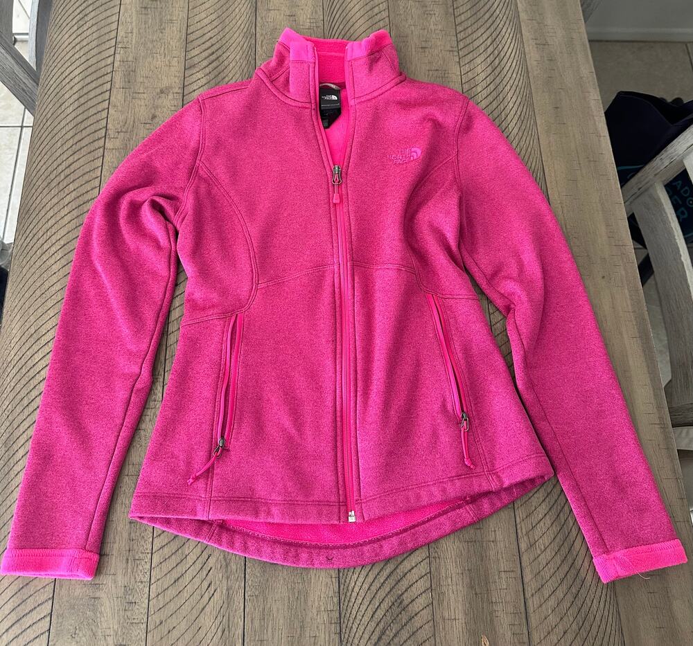The North Face Womens Pink Full Zip Fleece Jacket Mock Neck Sweatshirt Size S